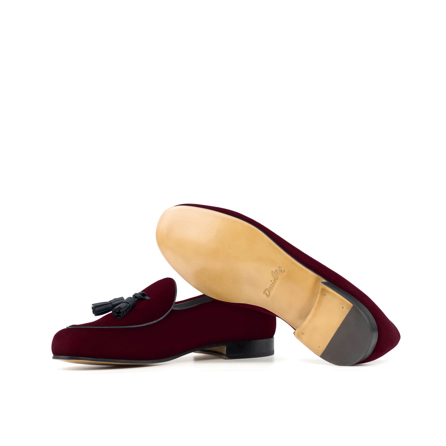 Velvet Belgian Loafers Burgundy