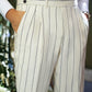 Off White Chalkstripe Wool Trouser Model Baron by Danielre