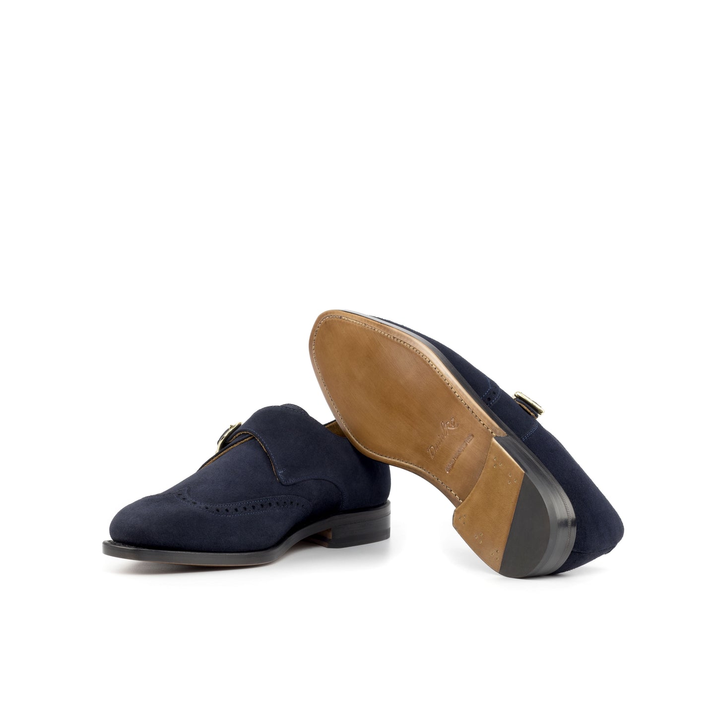 Suede Single Monk Strap Navy Blue