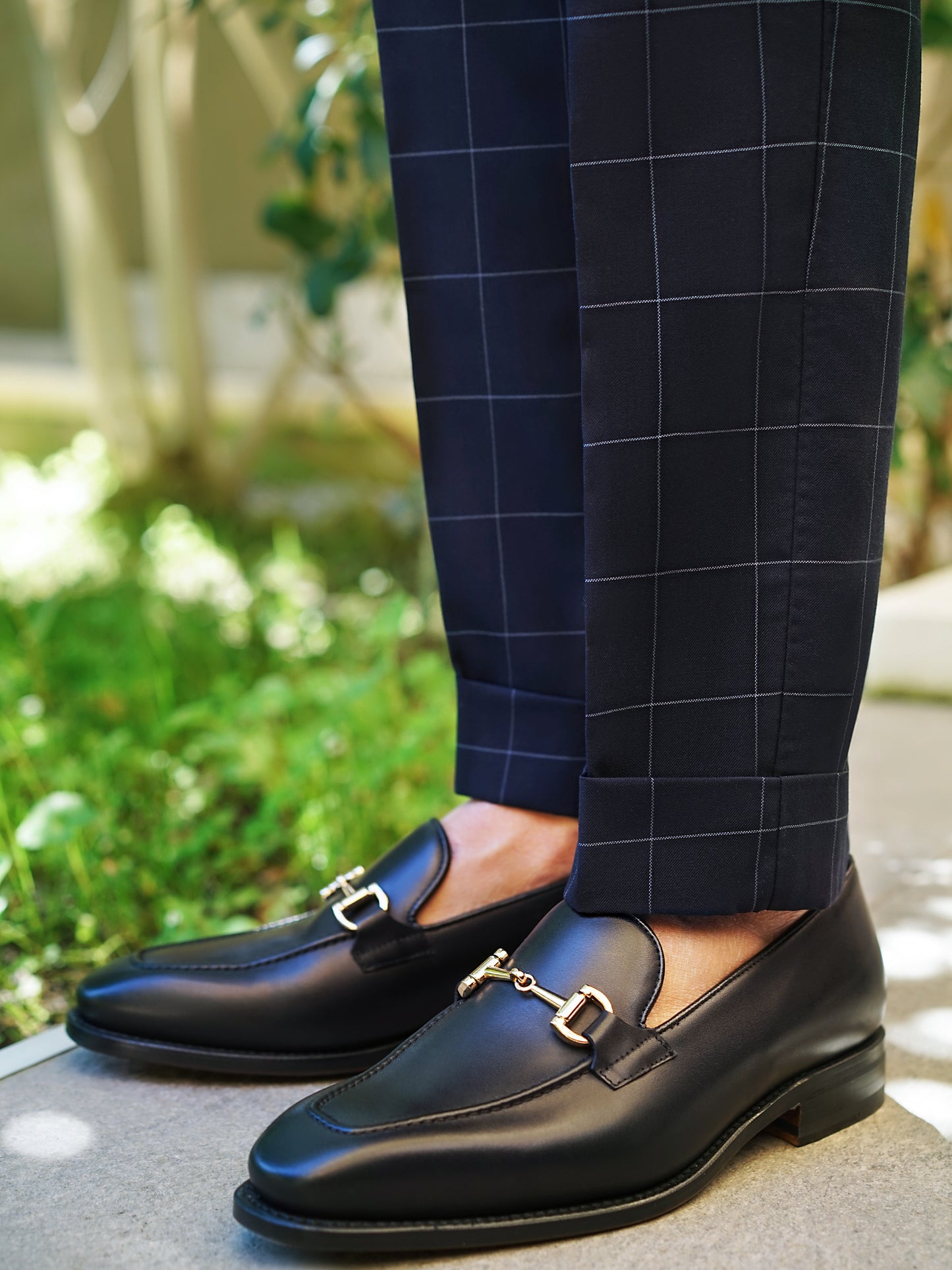 Cannes Navy Windowpane Trouser