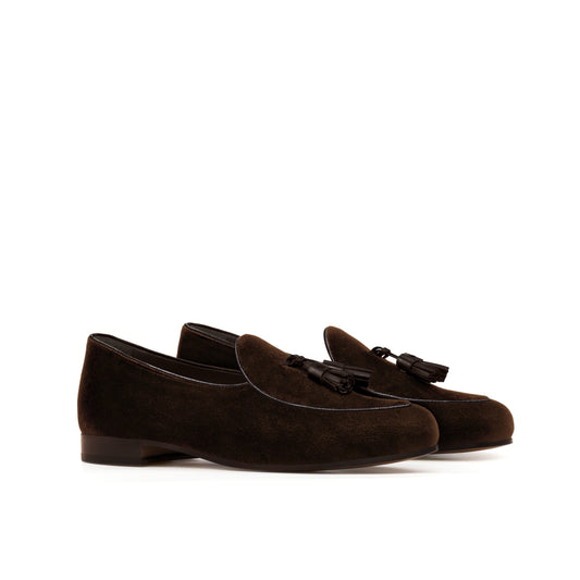 Velvet Belgian Loafers Dark Brown