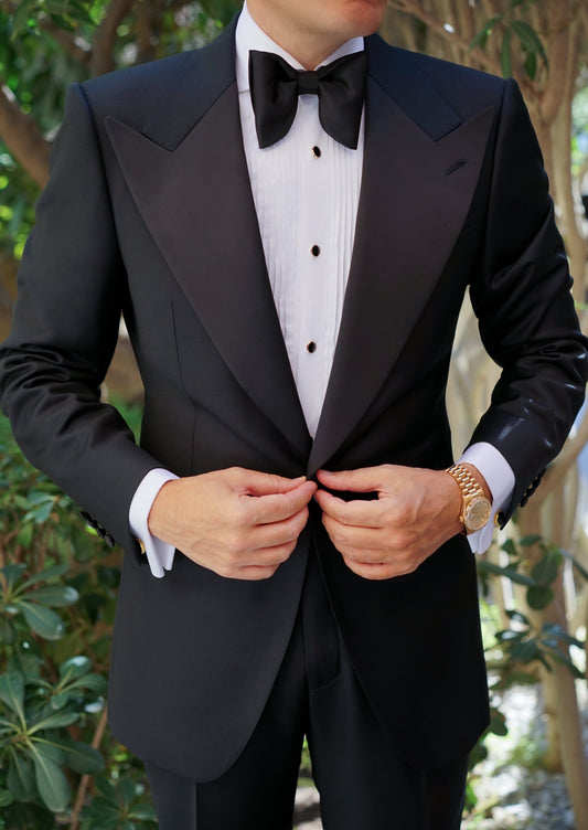 Monaco Black Wool Tuxedo Suit