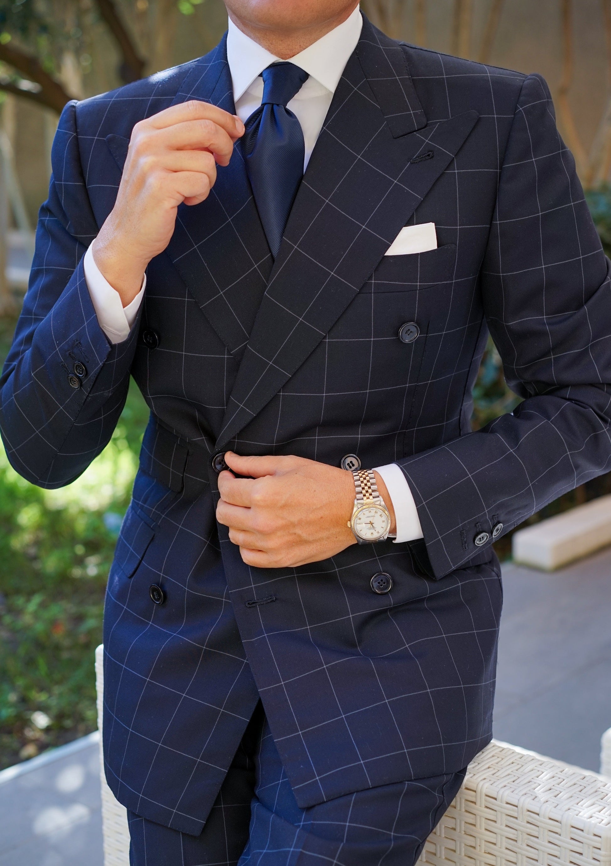 Navy Windowpane Suit Model Cannes by Danielre