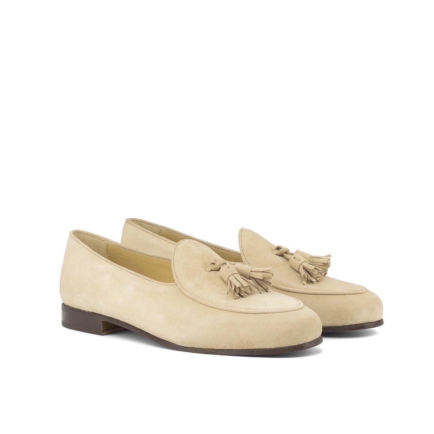 Suede Belgian Loafers Taupe