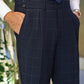 Cannes Navy Windowpane Trouser