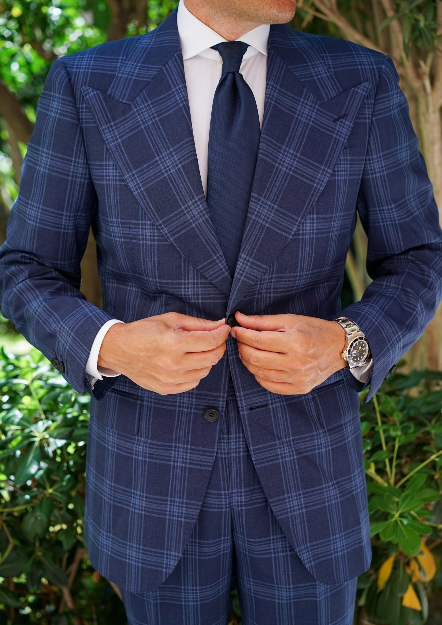 Dubai Navy Check Suit