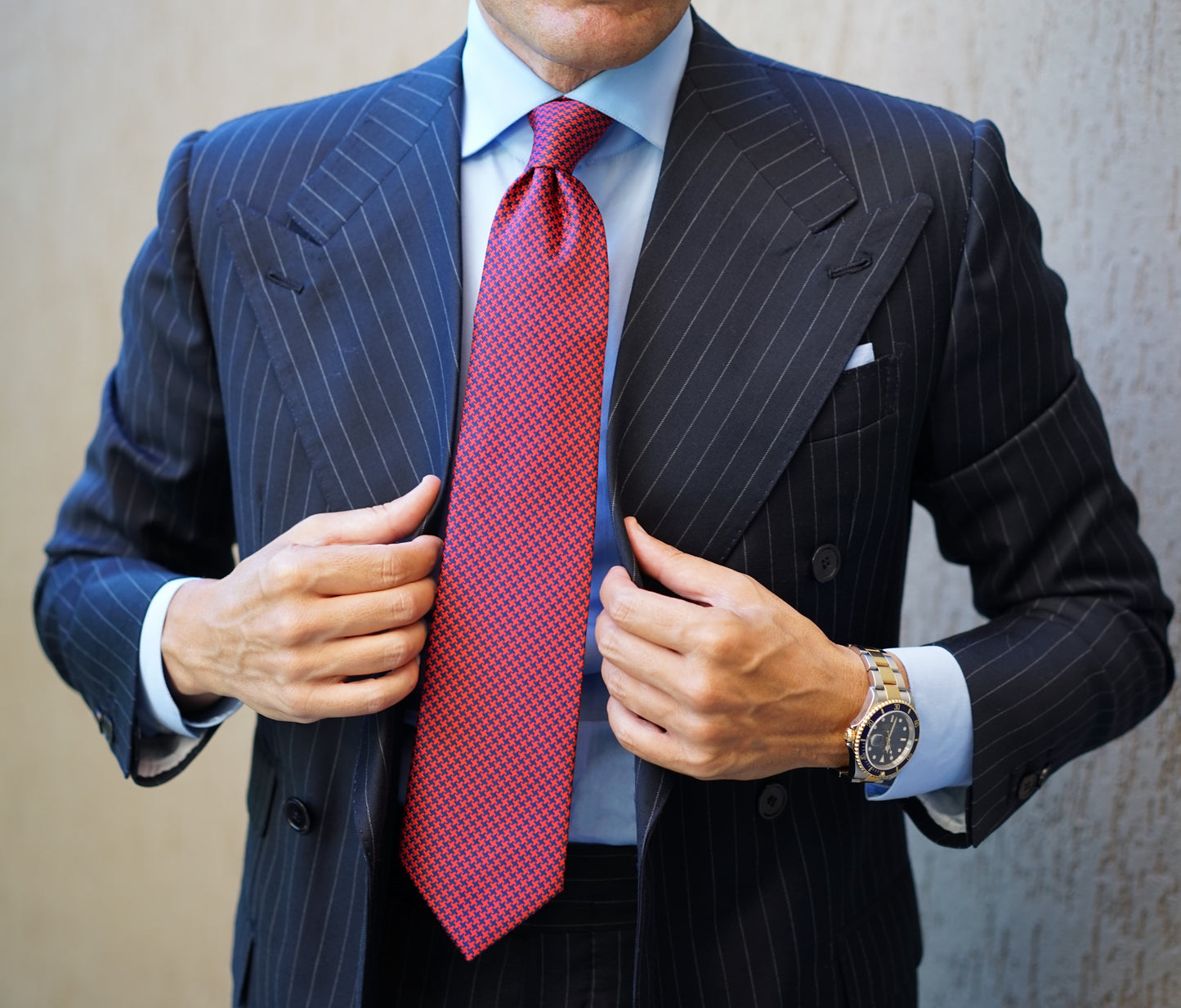 Geneve Navy Chalkstripe Suit