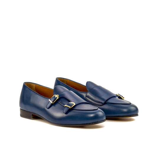 Calfskin Monk Strap Slippers Blue