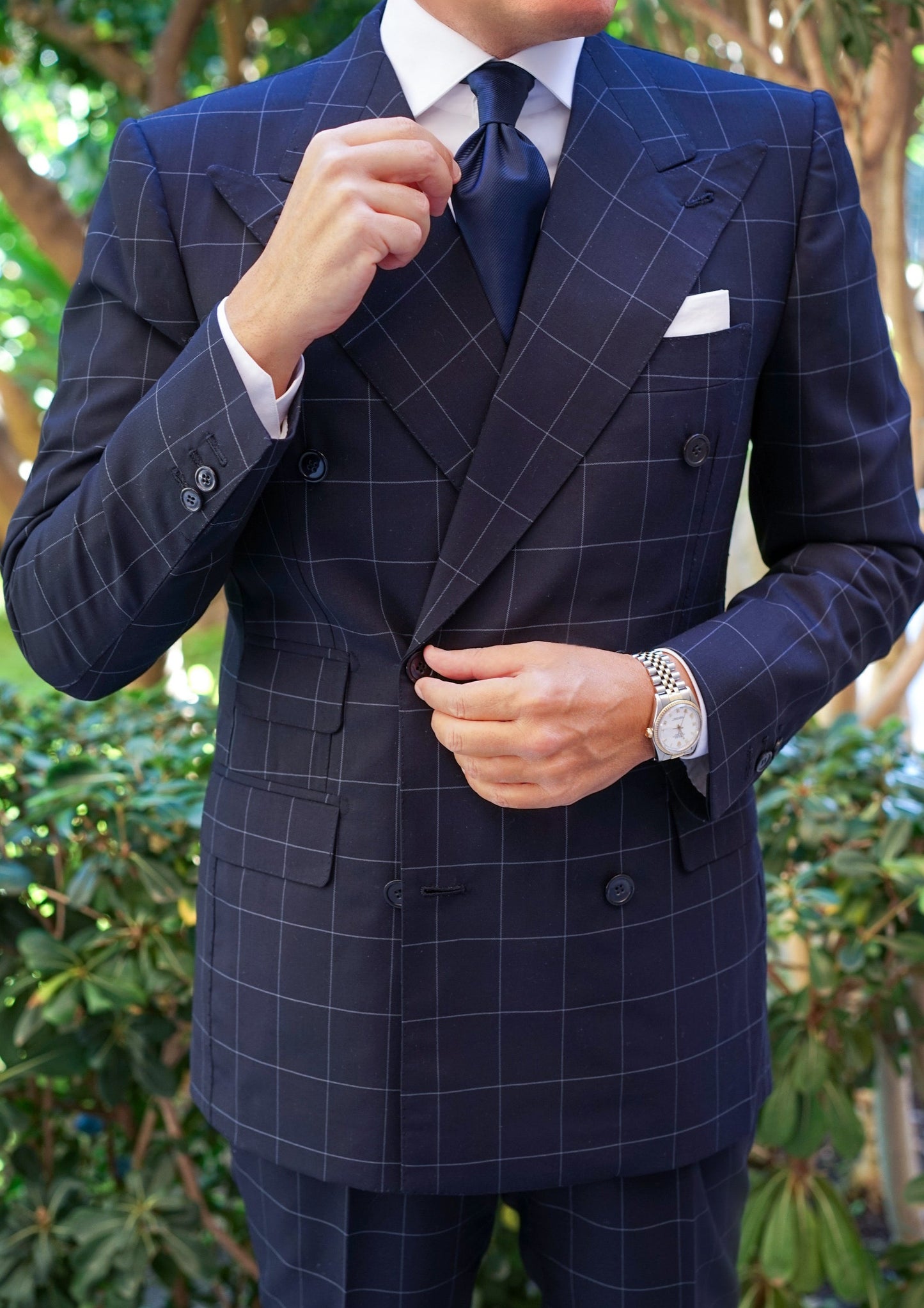 Cannes Navy Windowpane Suit