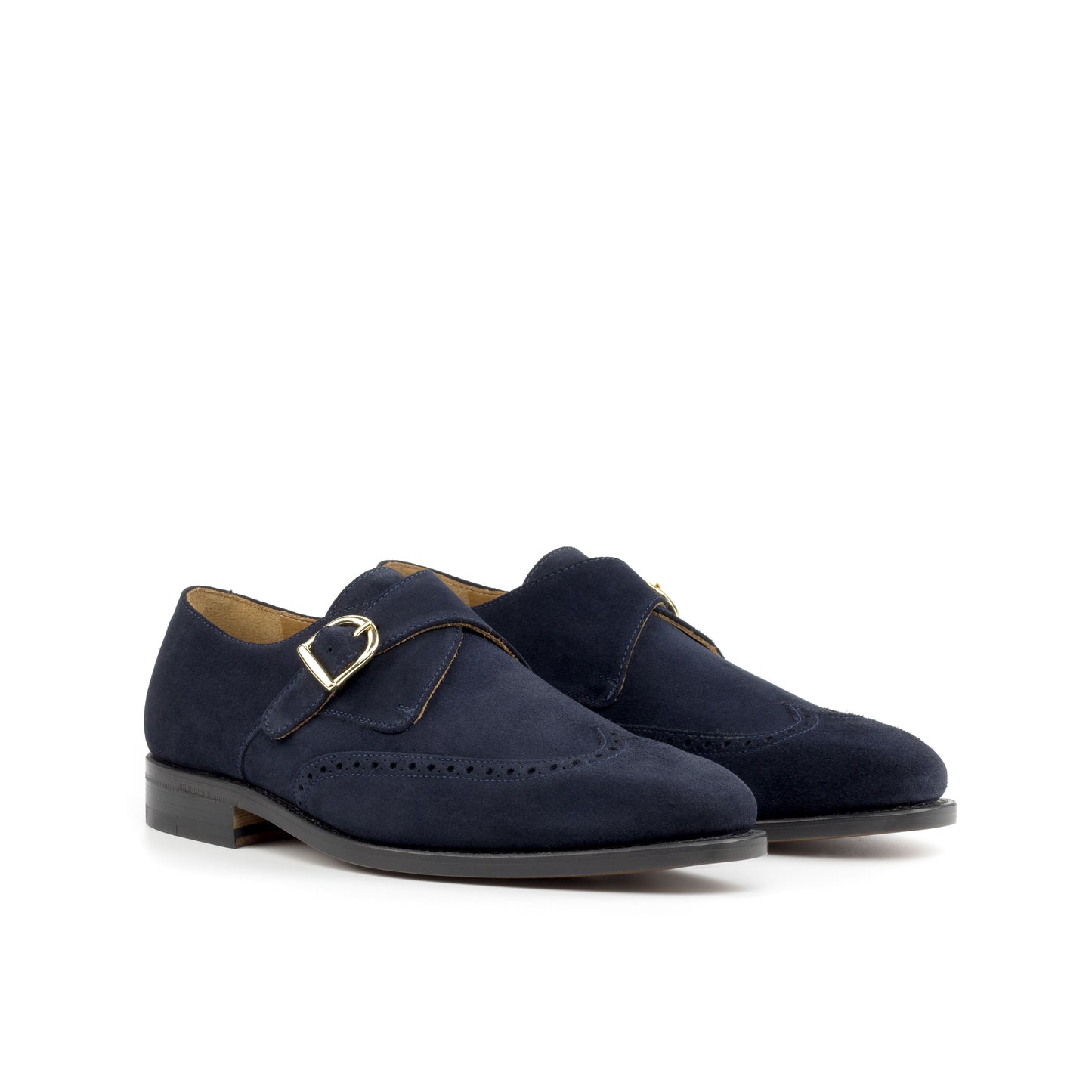 Suede Single Monk Strap Navy Blue