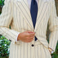 Off White Chalkstripe Wool Suit Model Baron by Danielre