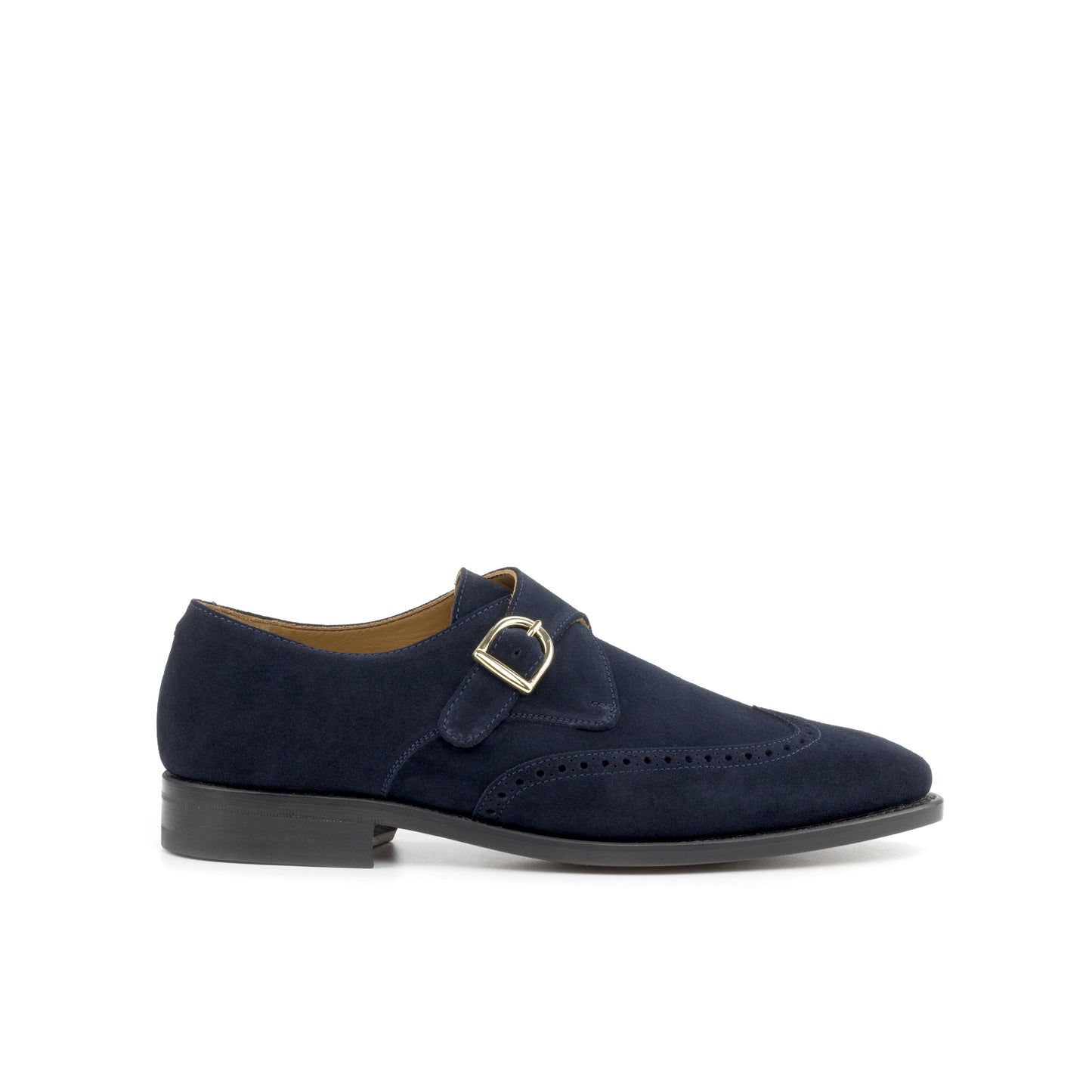 Suede Single Monk Strap Navy Blue