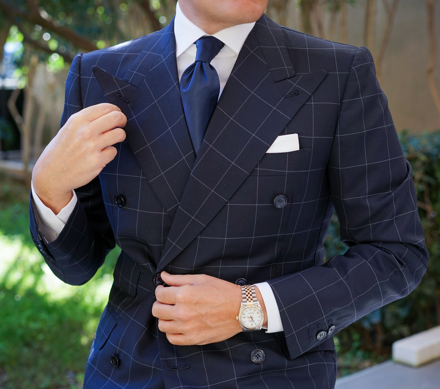 Cannes Navy Windowpane Suit