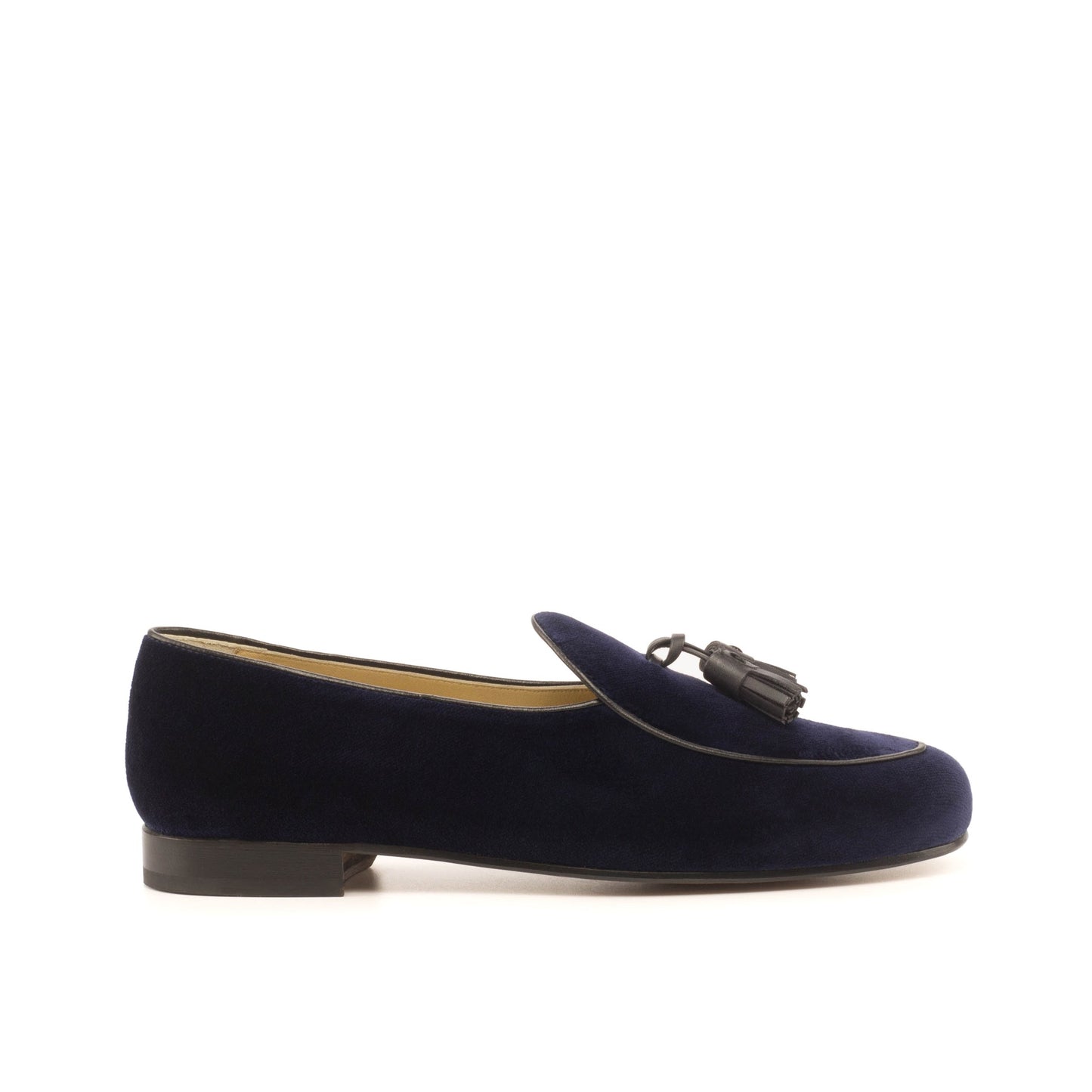 Velvet Belgian Loafers Navy Blue