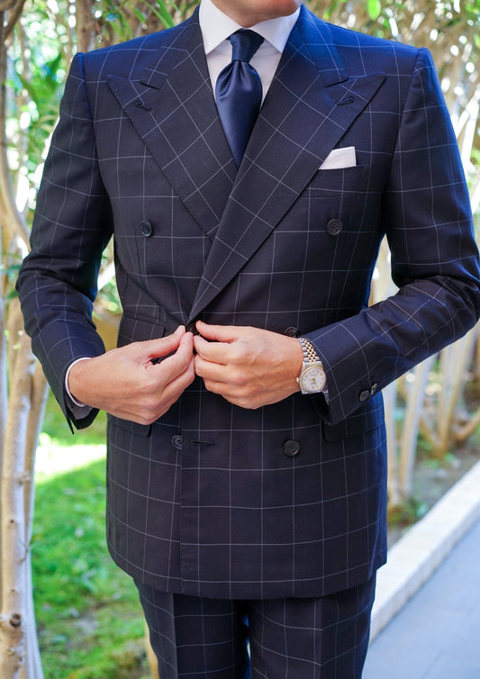 Navy Windowpane Suit Model Cannes by Danielre