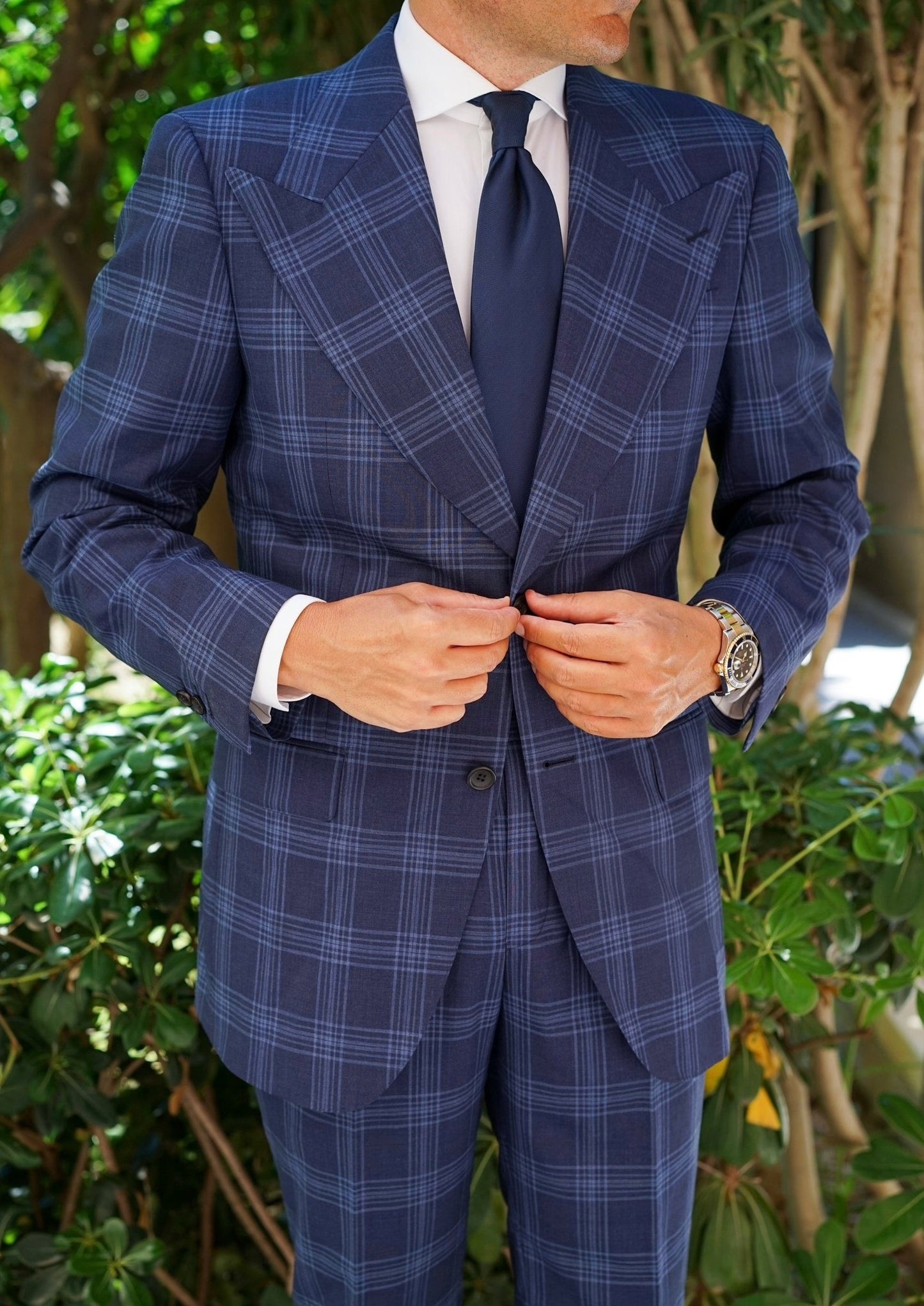 Dubai Navy Check Suit