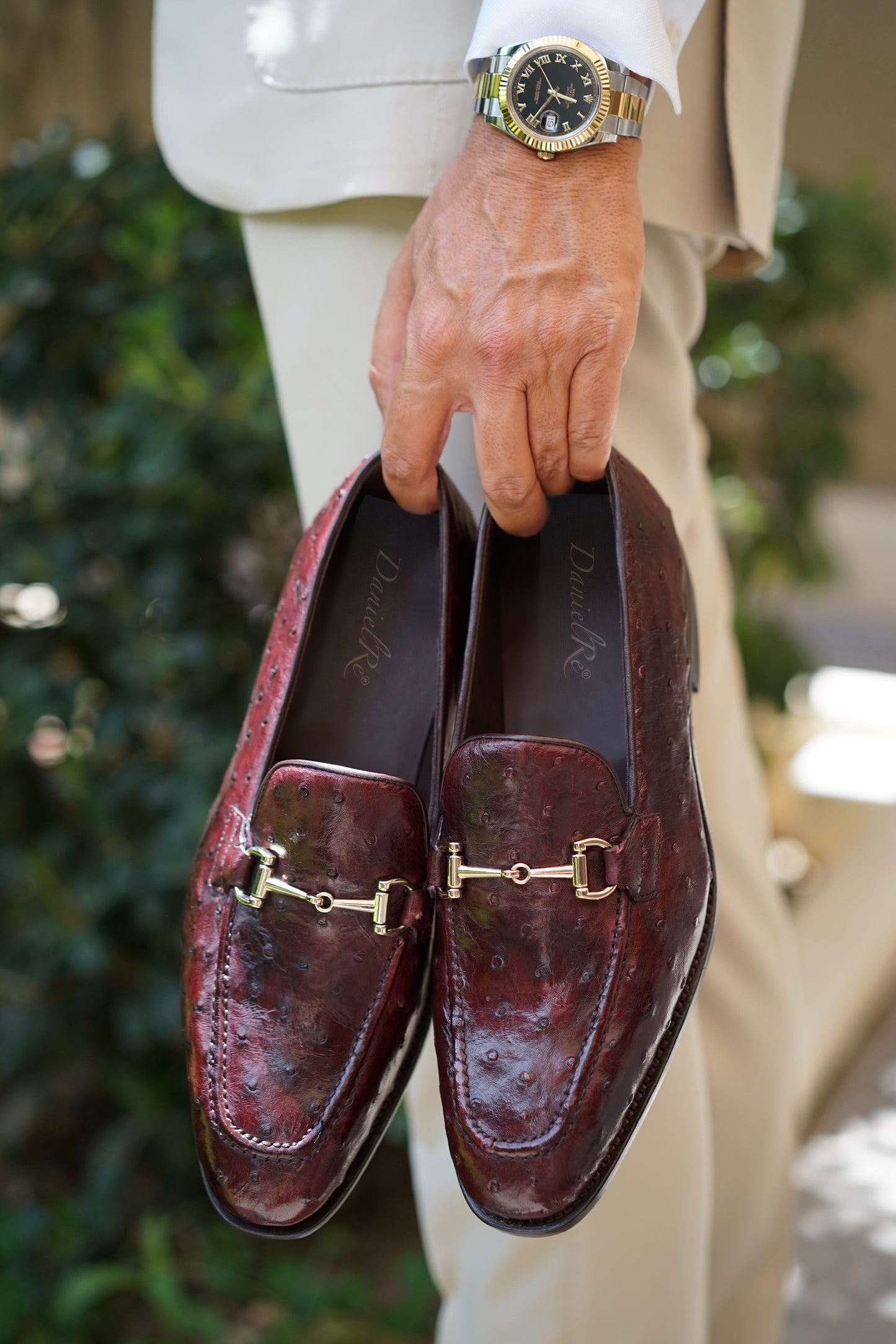 Genuine Ostrich Loafers Burgundy